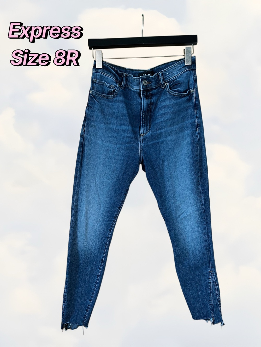 Express Women's Blue High Rise Skinny Jeans - Size 8R